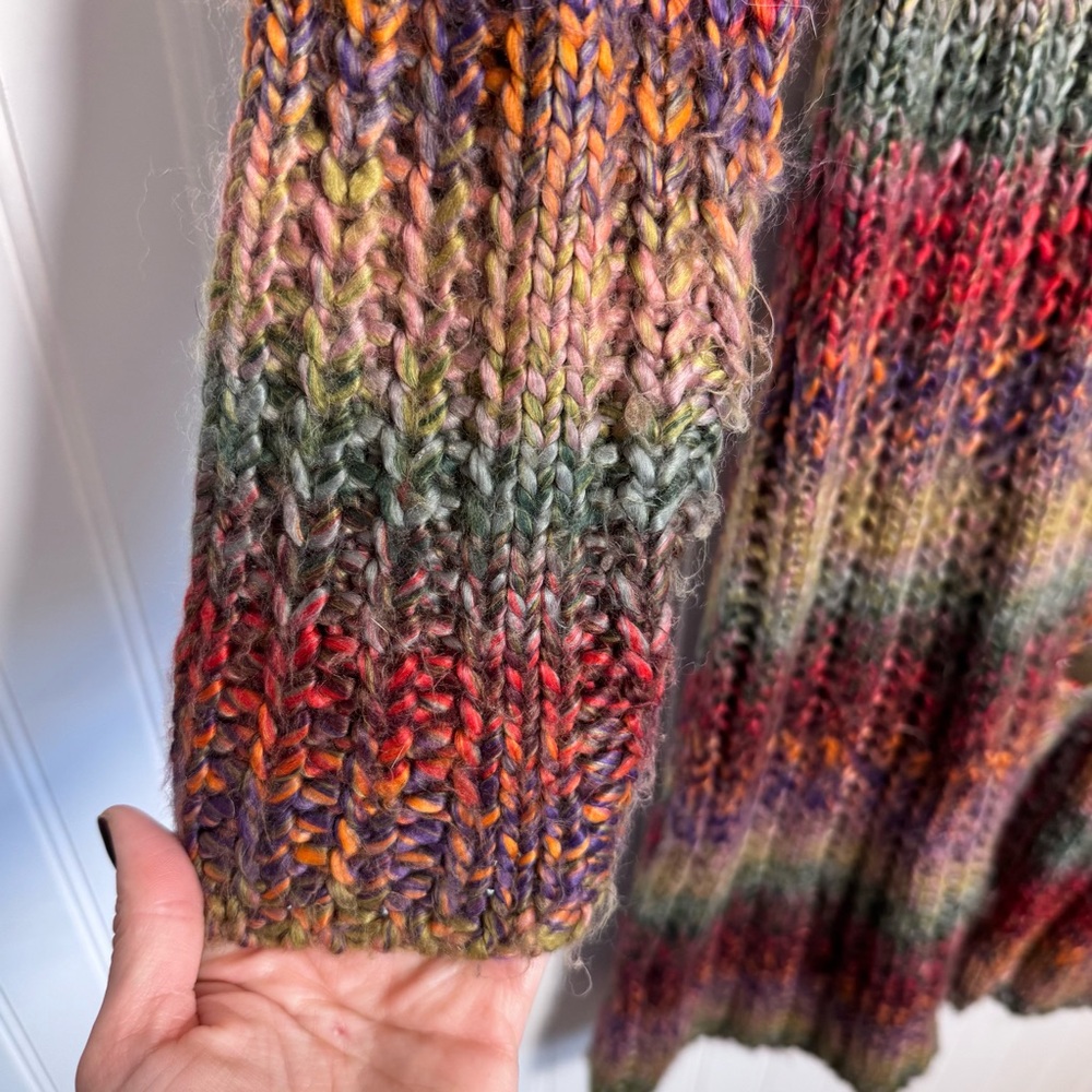 Sahalie Multicolor Chunky Knit Button-Down Women's Duster Cardigan Women’s Small - Picture 3 of 13